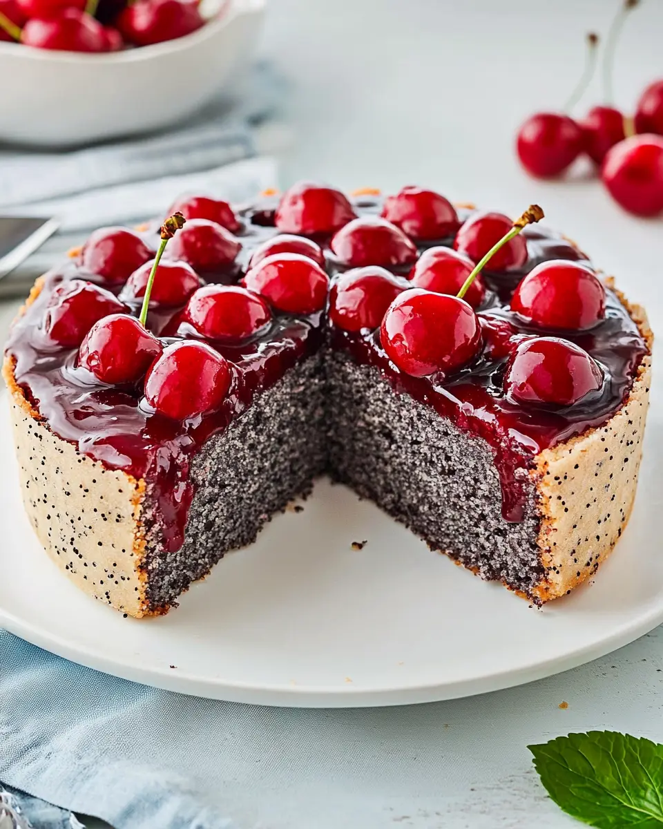 Mohnkuchen mit Kirschen