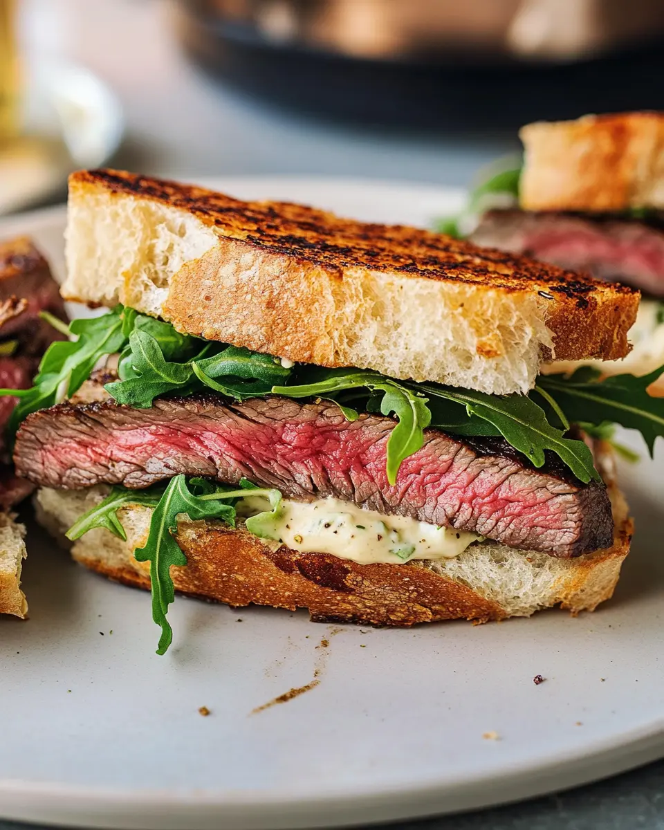 Steaksandwich mit Rucola-Mayonnaise First Image First Image