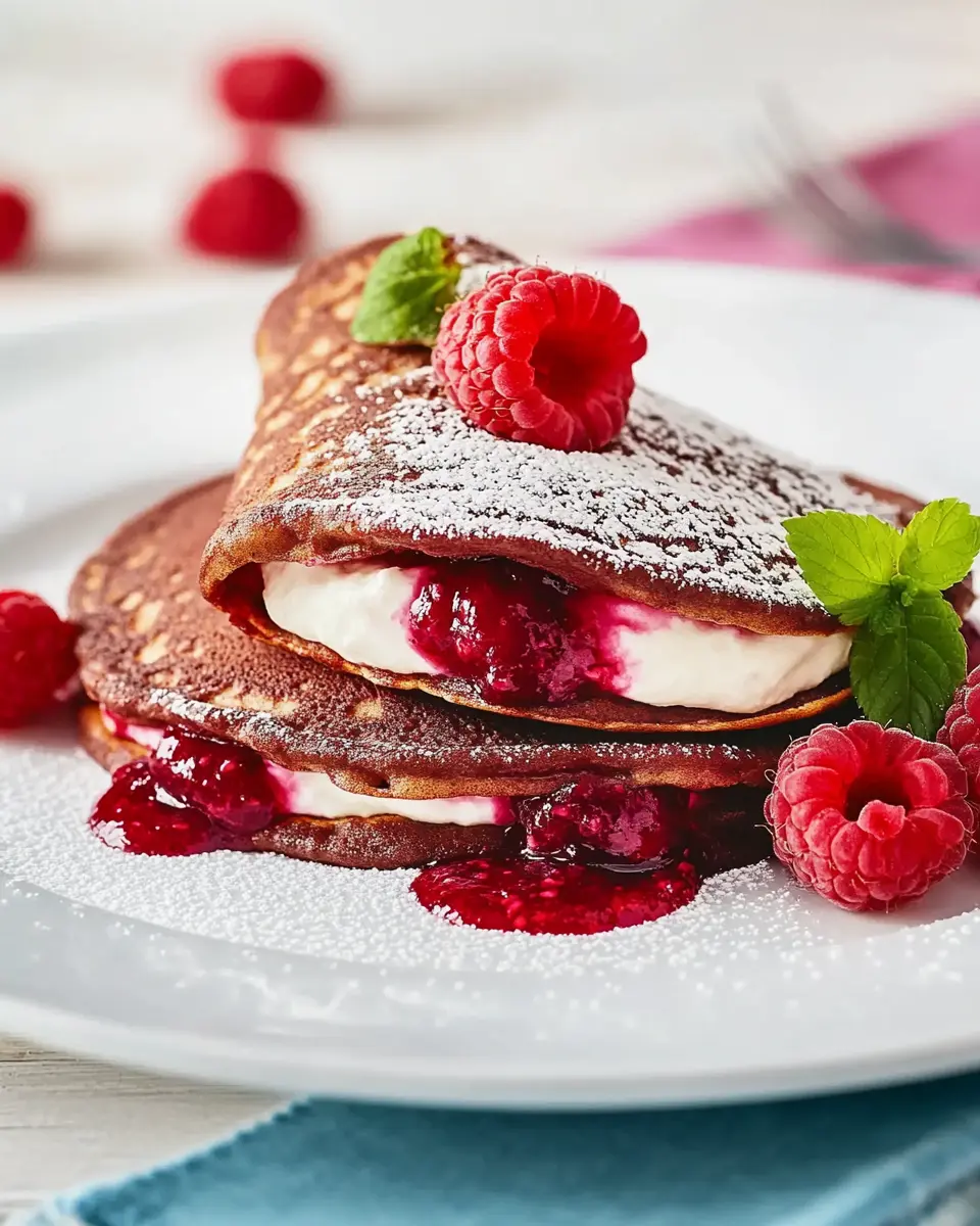 Schoko-Pfannkuchen mit Quark-Himbeerfüllung: Irresistibly Indulgent!