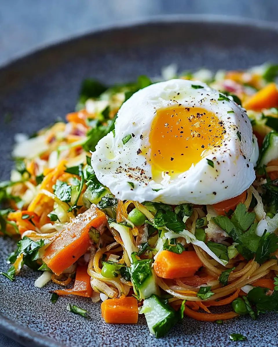 Spitzkohl-Nudel-Salat mit pochiertem Ei: Irresistibly Fresh Delight