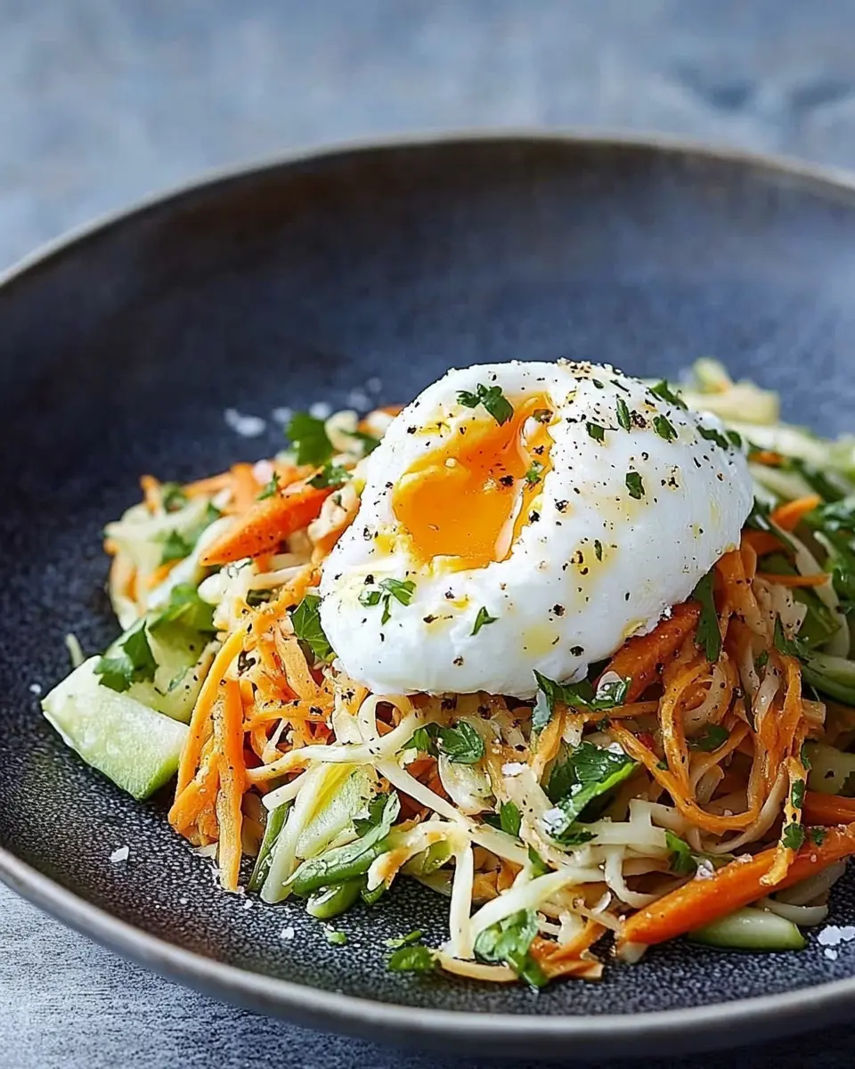 Spitzkohl-Nudel-Salat mit pochiertem Ei: Irresistibly Fresh Delight