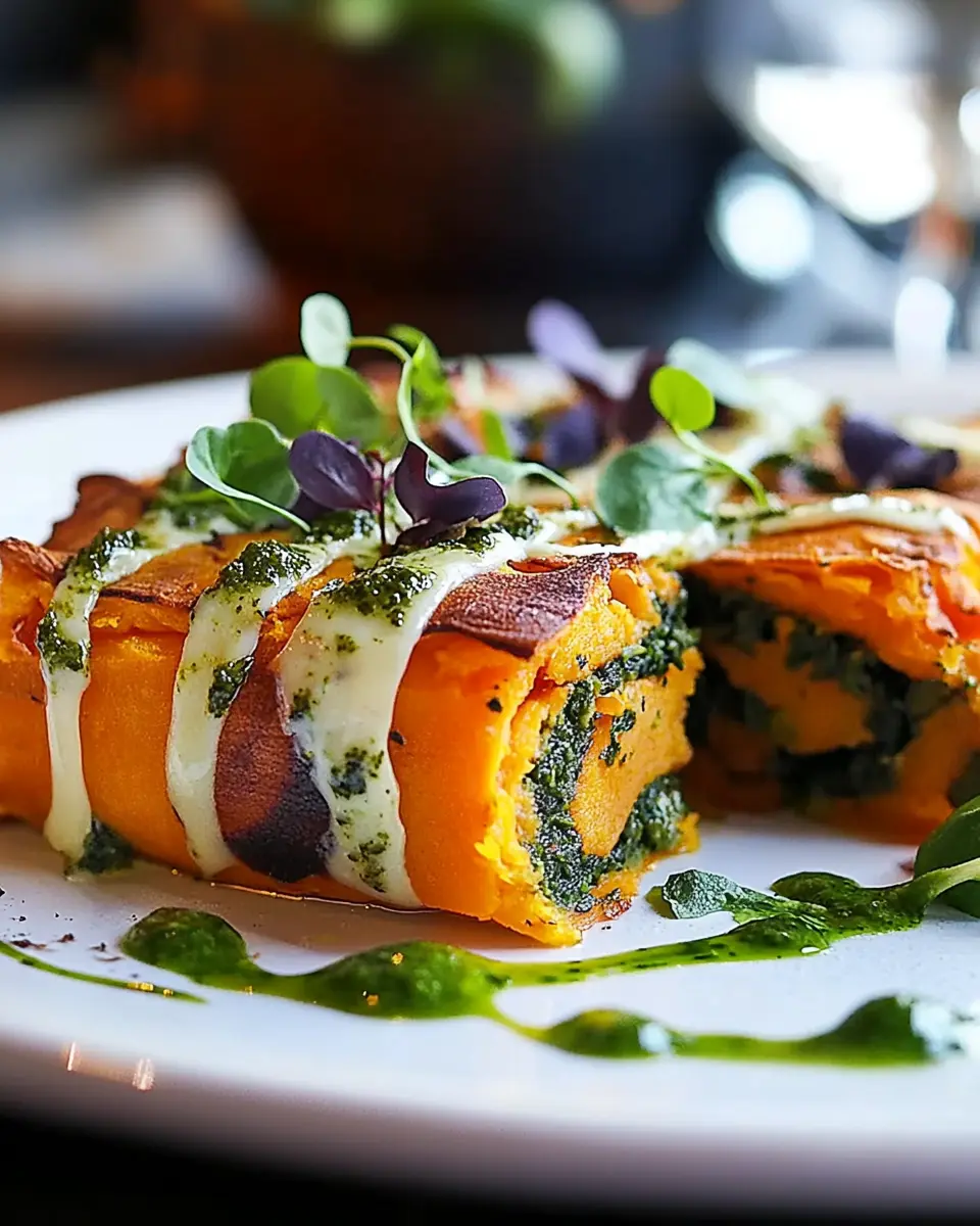 Süßkartoffel-Strudel mit Pesto-Sahne-Schaum: Irresistibly Cozy!