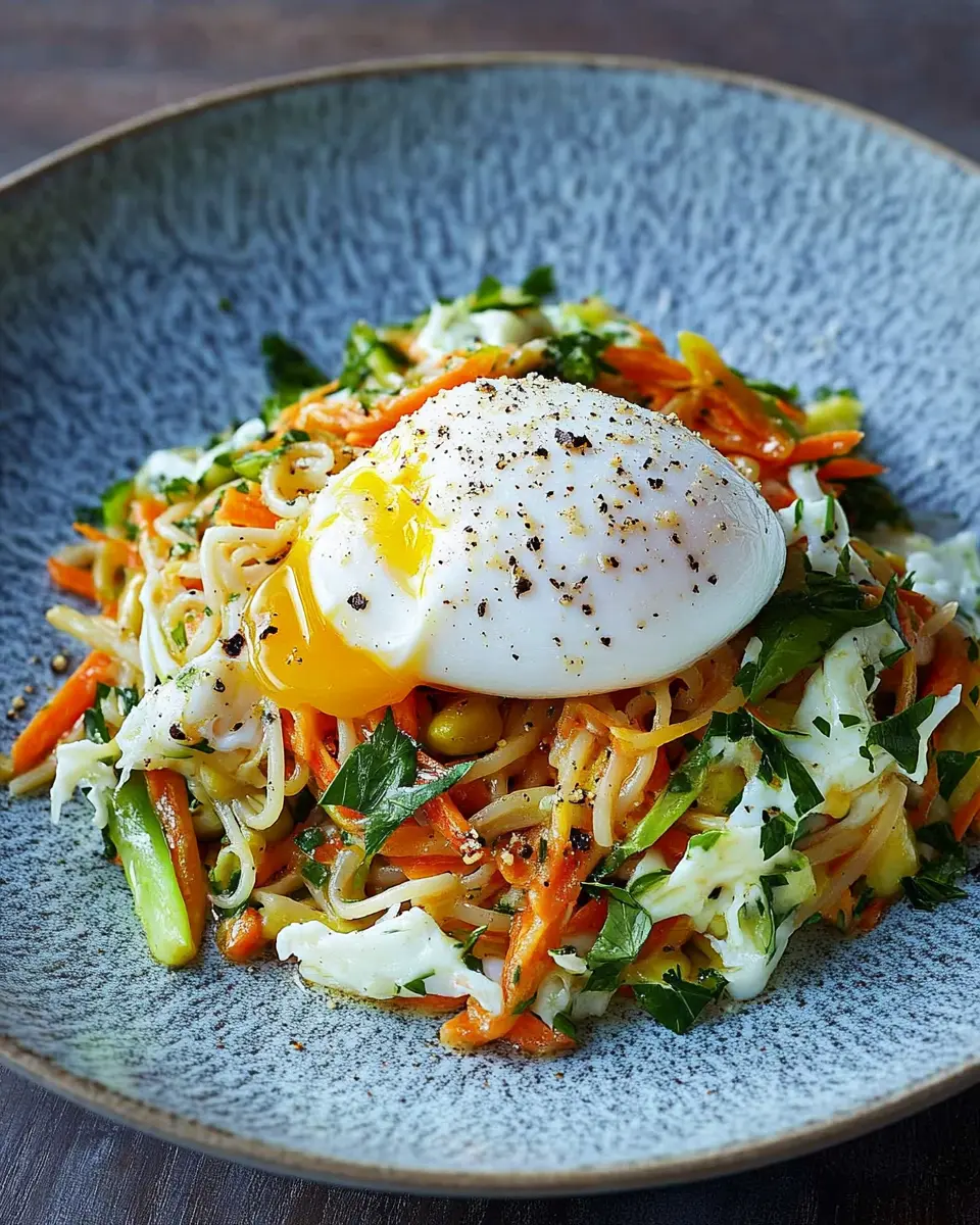 Spitzkohl-Nudel-Salat mit pochiertem Ei: Irresistibly Fresh Delight