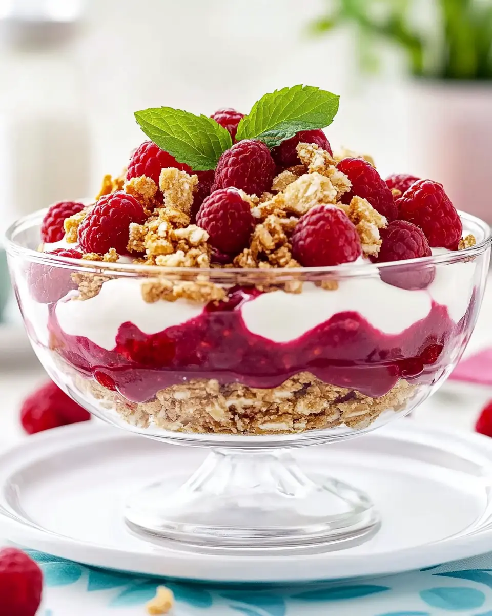 Einfaches Crunch-Dessert mit Himbeeren: Der beste Genuss!