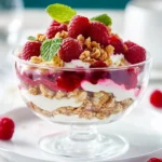 Einfaches Crunch-Dessert mit Himbeeren First Image First Image
