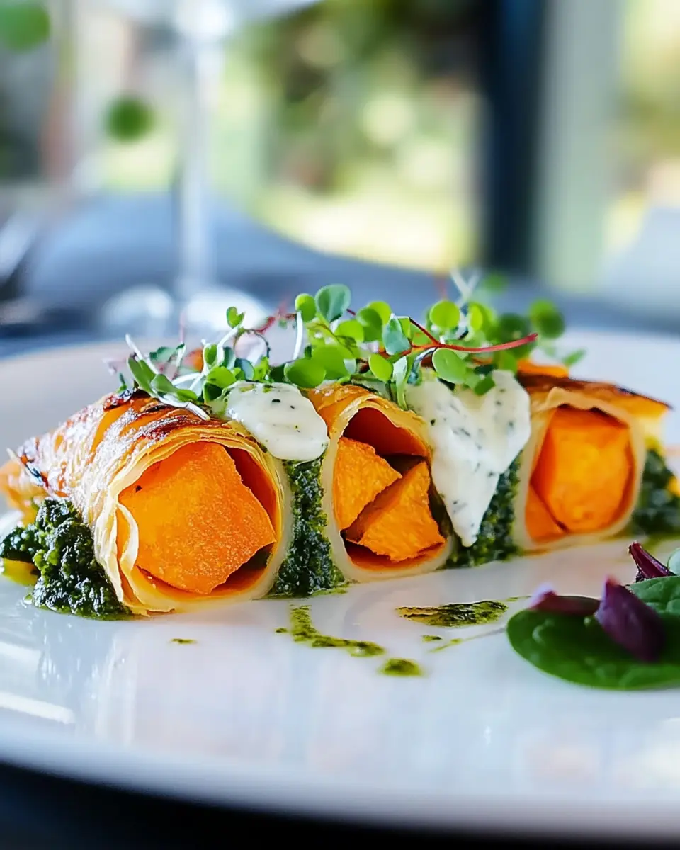 Süßkartoffel-Strudel mit Pesto-Sahne-Schaum: Irresistibly Cozy!
