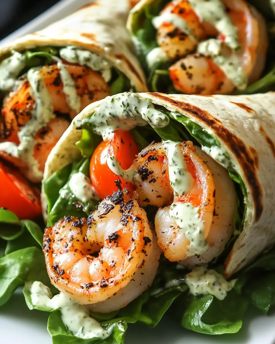 Gegrillte Garnelen Caesar Wraps für schnelle Küche First Image First Image