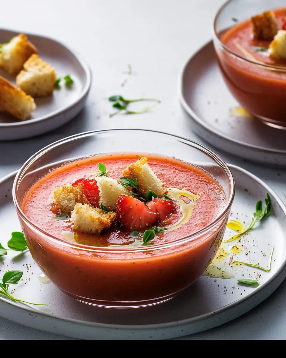 Erdbeer-Gazpacho mit Croûtons First Image First Image