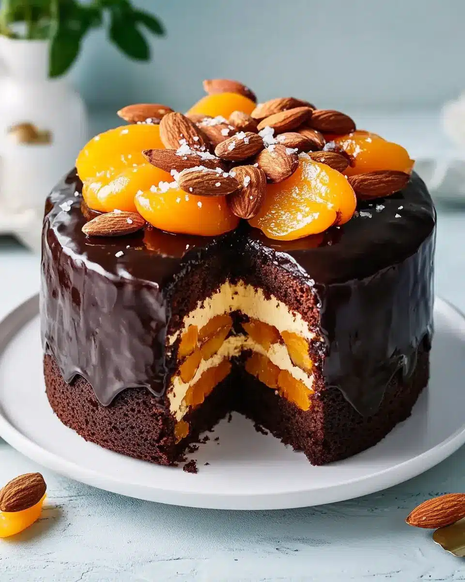 Schoko-Aprikosenkuchen mit karamellisierten Salzmandeln Bliss 7 uniregj9gs8fhzle2way