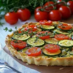 Gemüsekuchen mit Kirschtomaten und Zucchini First Image First Image