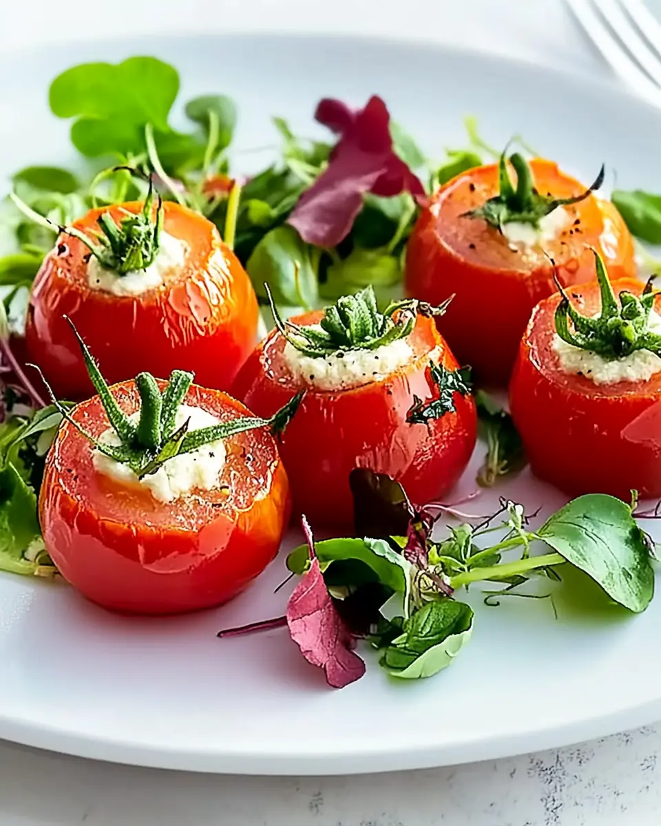 Überraschungs-Tomaten auf Kräutersalat: Juicy & Irresistible Delight