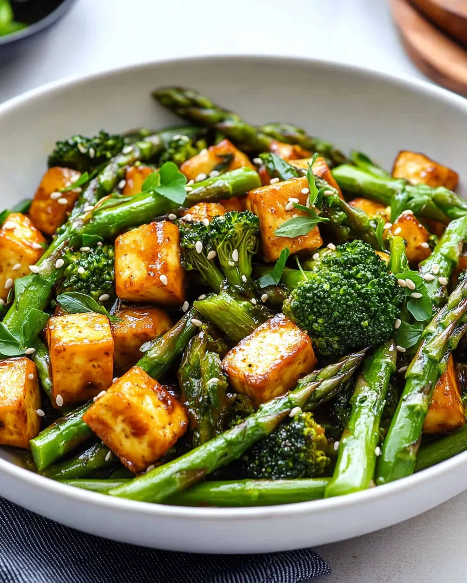 Grüne Spargel Pfanne mit Brokkoli und Räuchertofu: Easy Delight!