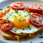 Röstbrot mit Tomaten und Spiegelei First Image First Image
