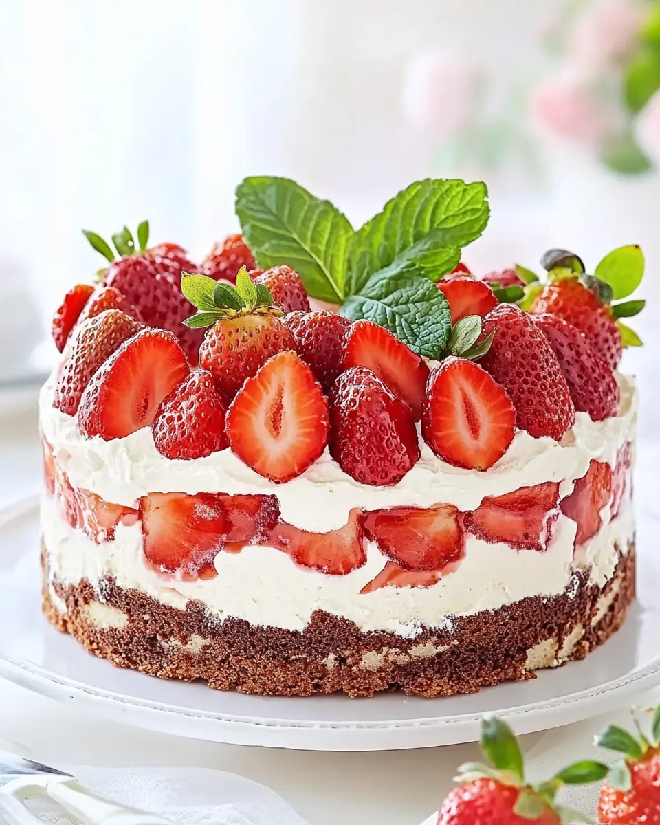 Himmlische Erdbeertorte mit leichter Quarkcreme First Image First Image