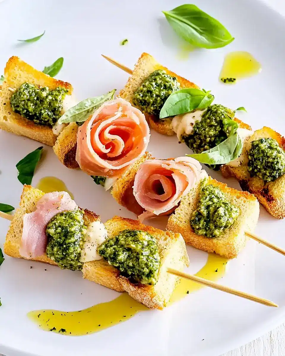 Toast-Spießchen mit Schinken: Irresistibly Easy Pesto Bites