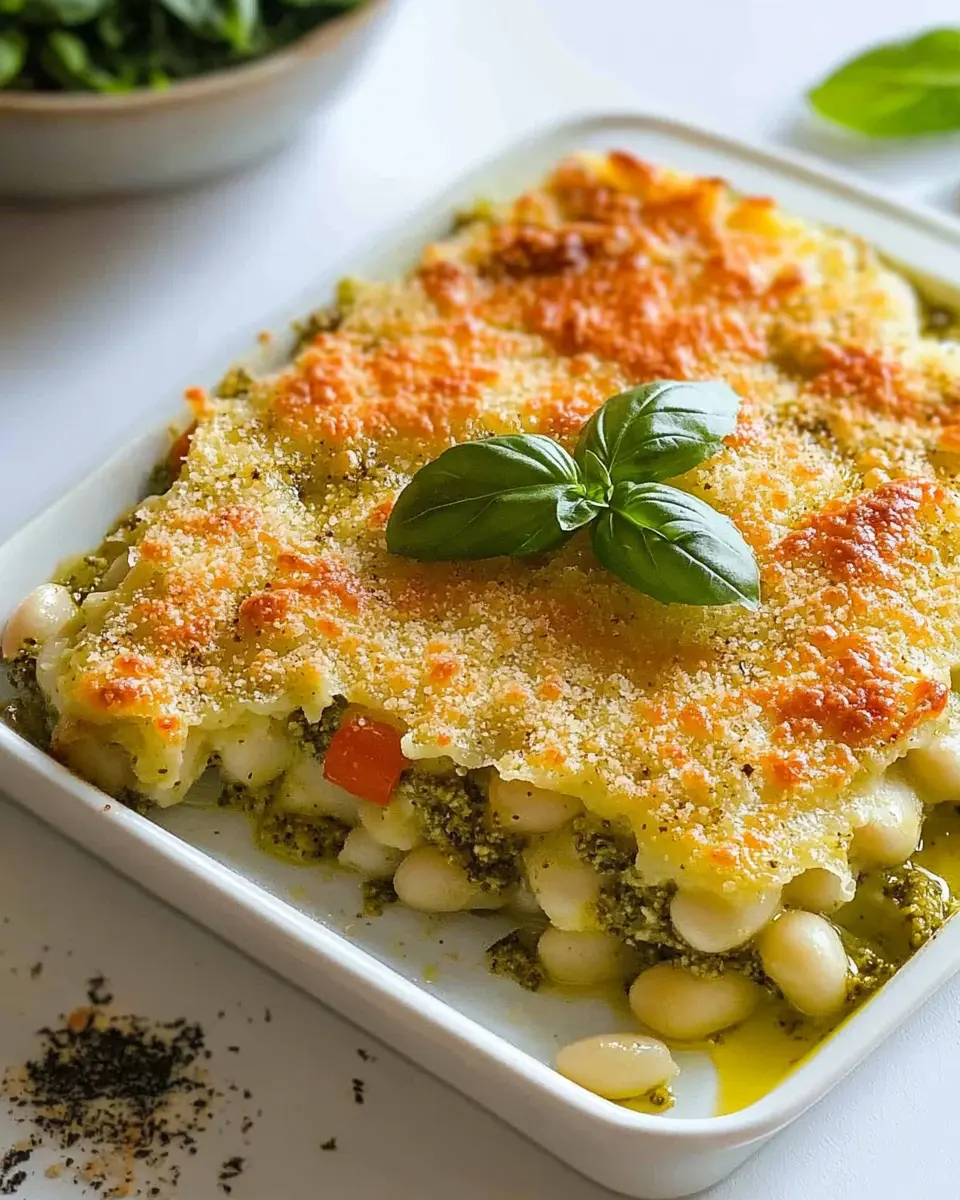 Auflauf mit weißen Bohnen und Pesto