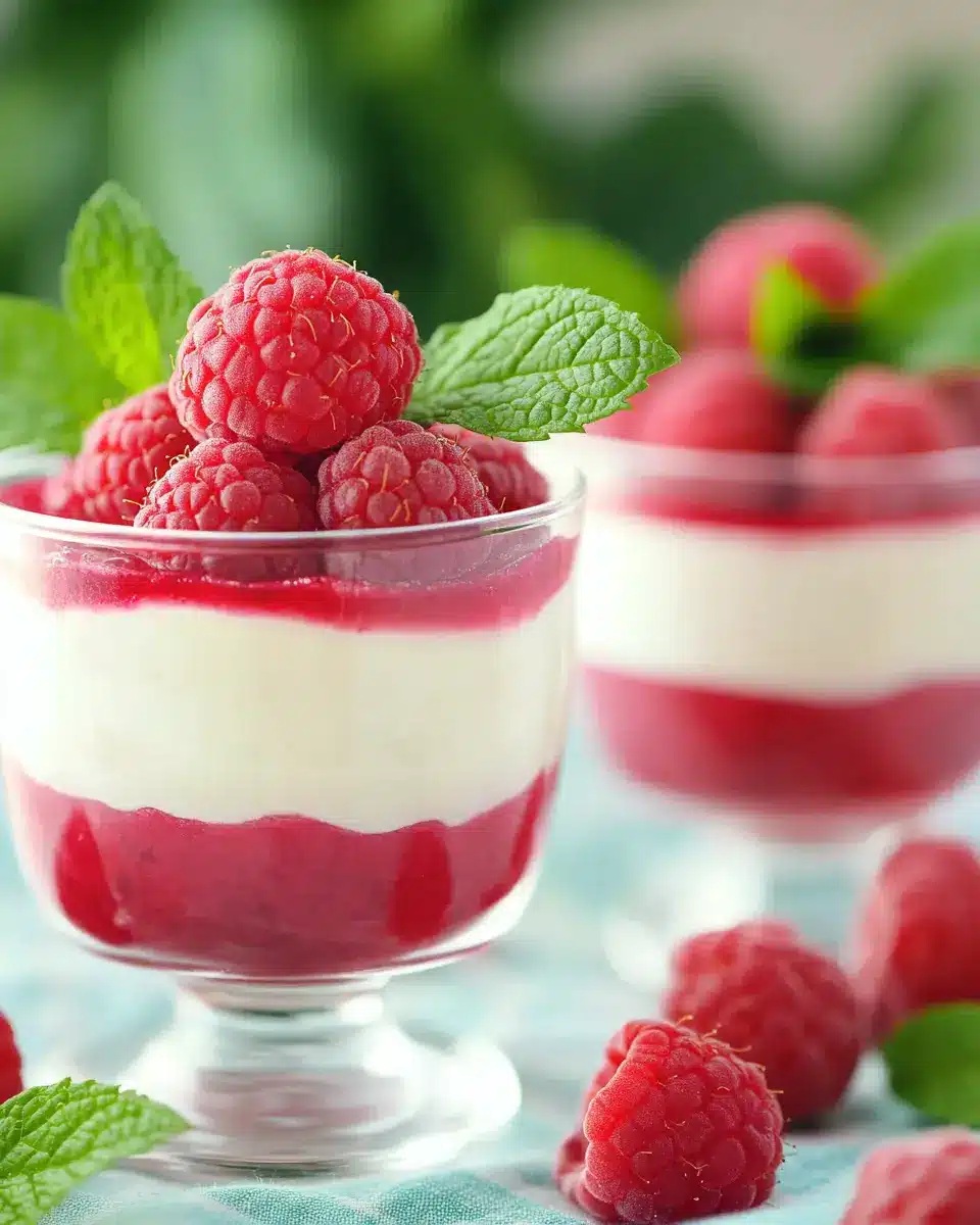 Schnelles fruchtiges Himbeerdessert First Image First Image