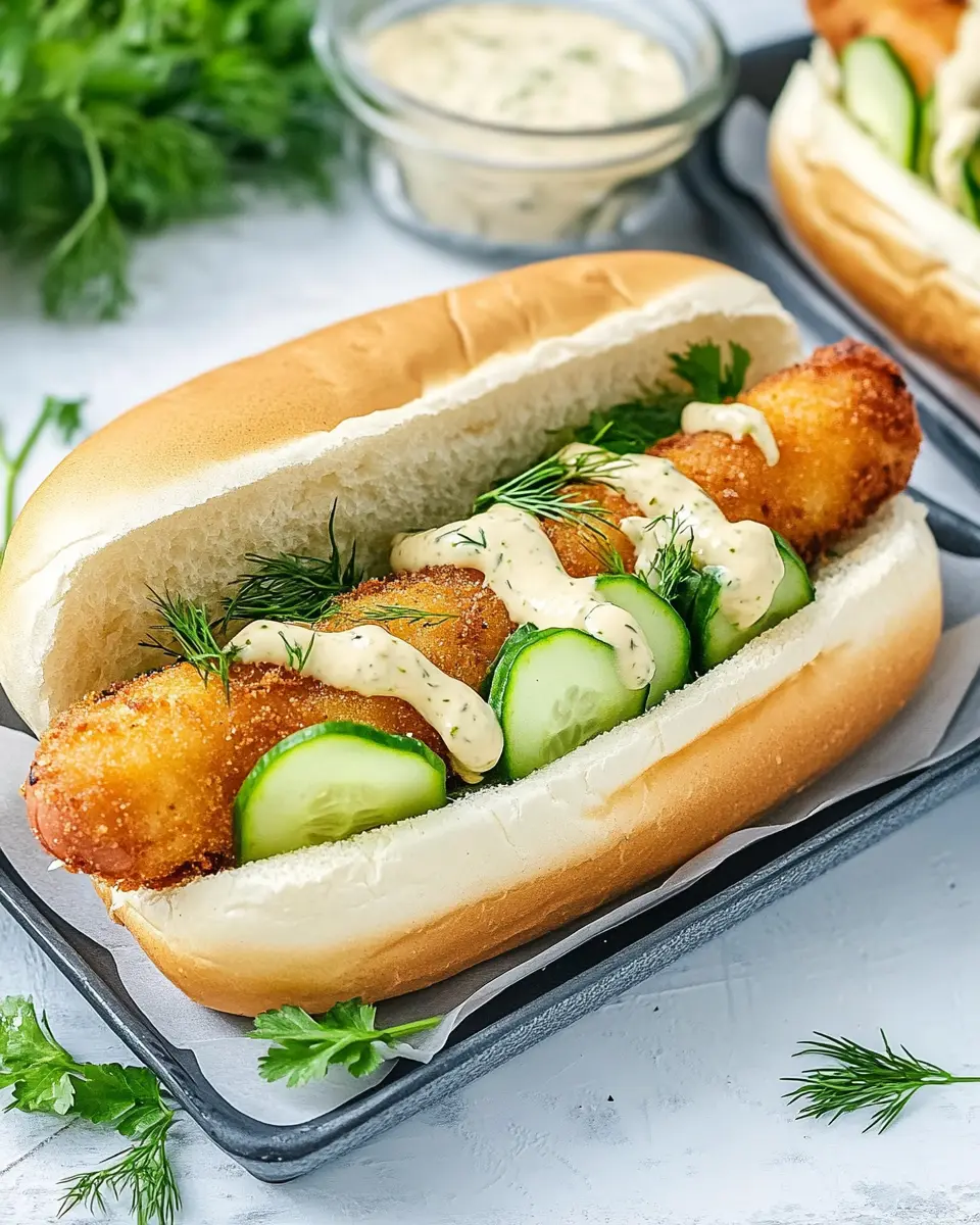 Hot Dog mit Fischstäbchen: A Juicy Twist with Dill Mustard