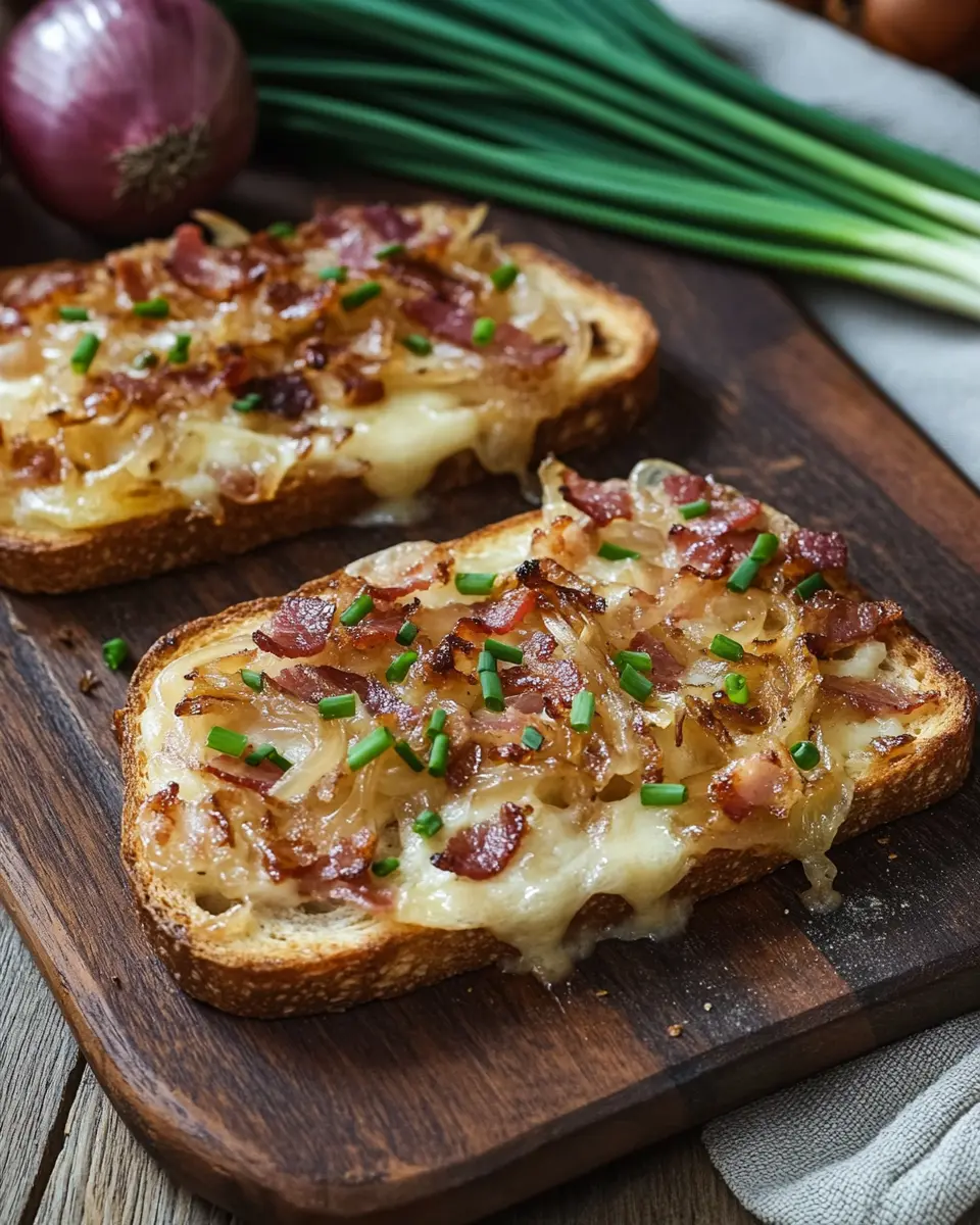 Flammkuchen-Toast mit Speck und Zwiebeln: Irresistibly Savory Delight