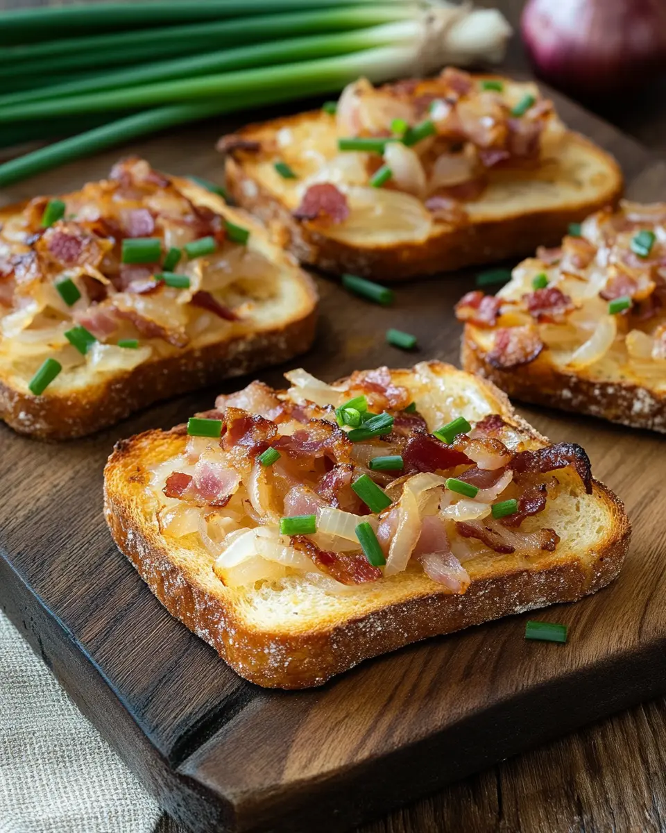 Flammkuchen-Toast mit Speck und Zwiebeln: Irresistibly Savory Delight