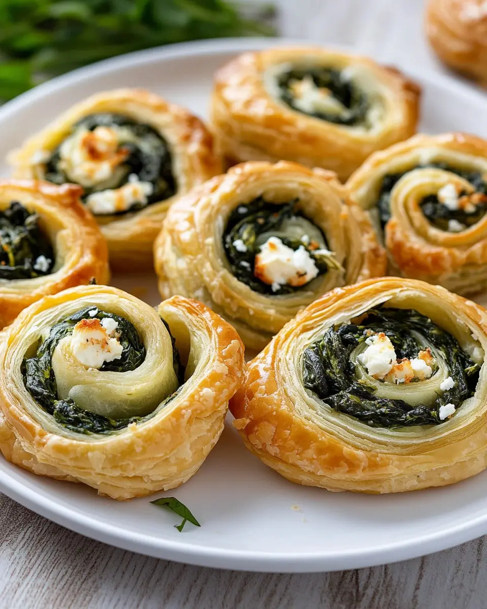 Vegetarische Blätterteigschnecken mit Spinat und Feta Bliss