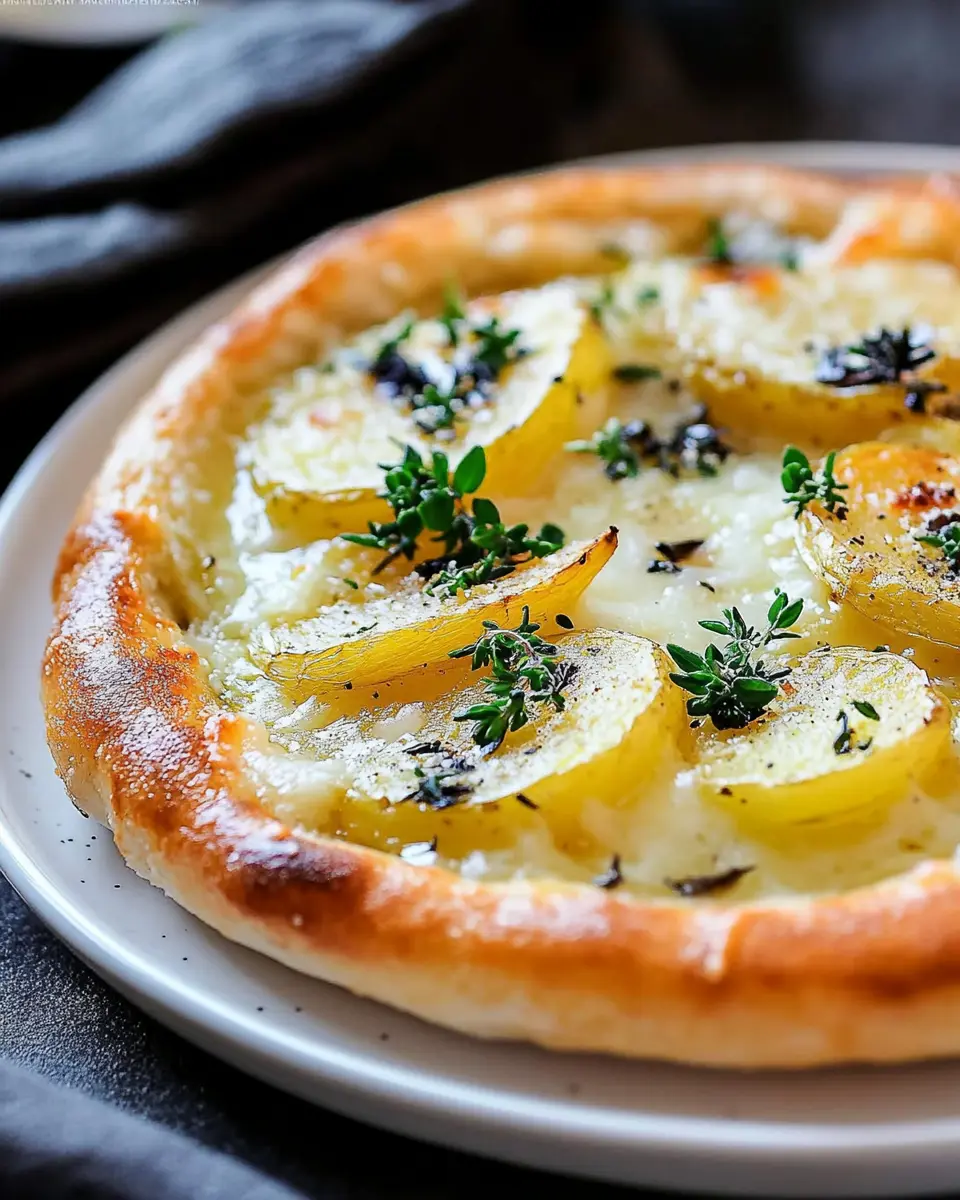 Knusprige Kartoffelpizza: Indulgent Treat with Garlic Bliss
