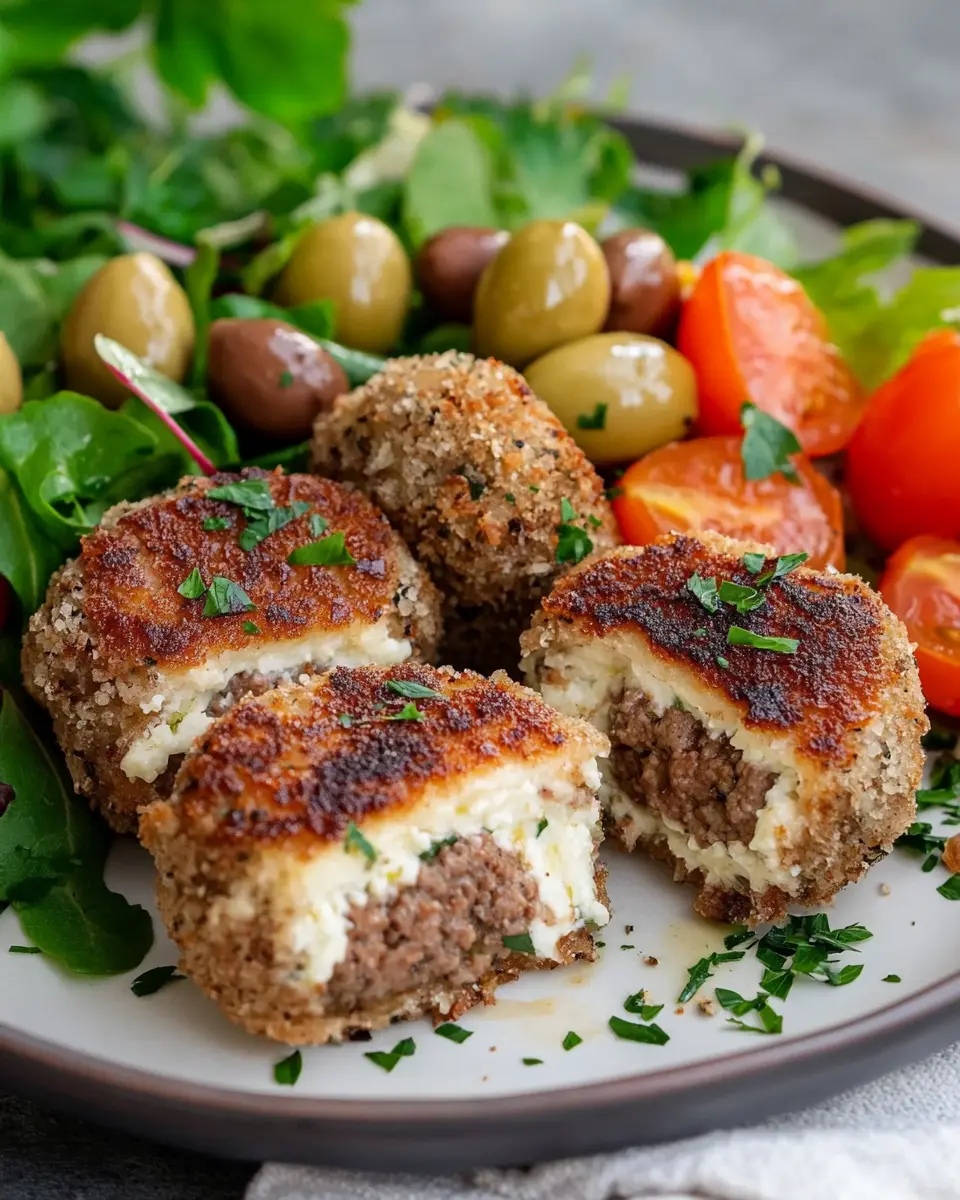 Griechische Frikadellen gefuellt mit Schafskaese: Irresistibly Juicy Delight