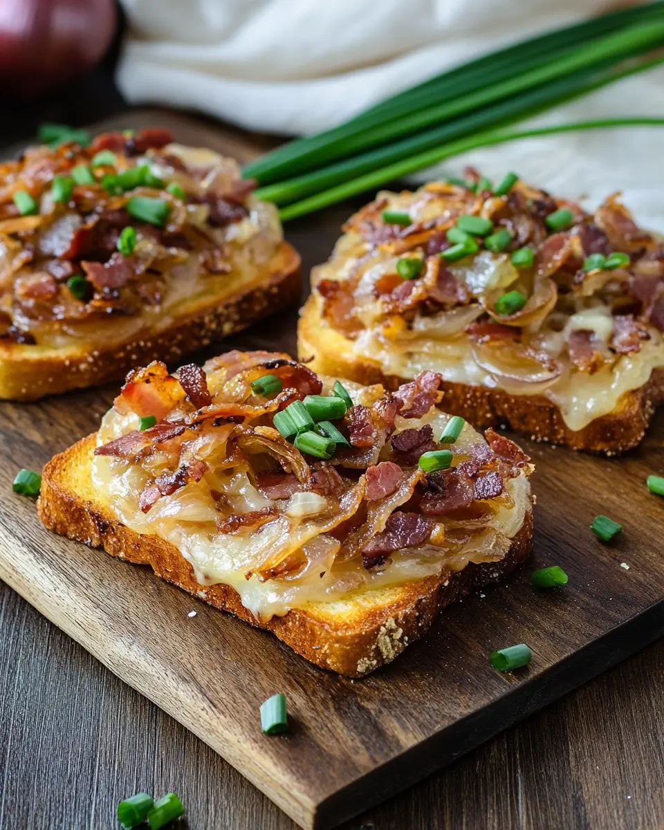 Flammkuchen-Toast mit Speck und Zwiebeln: Irresistibly Savory Delight