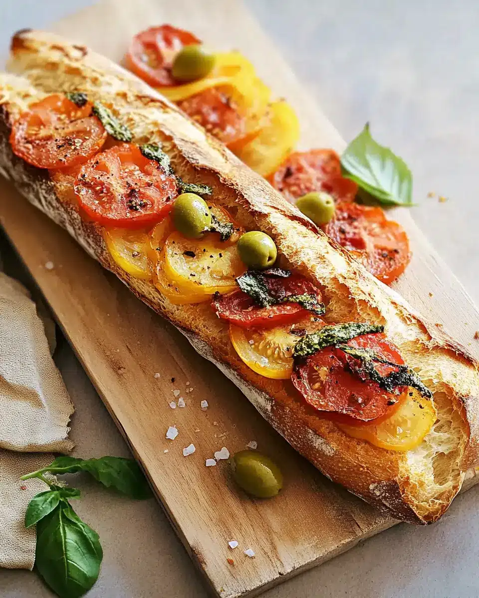 Oliven-Baguette mit Tomaten First Image First Image