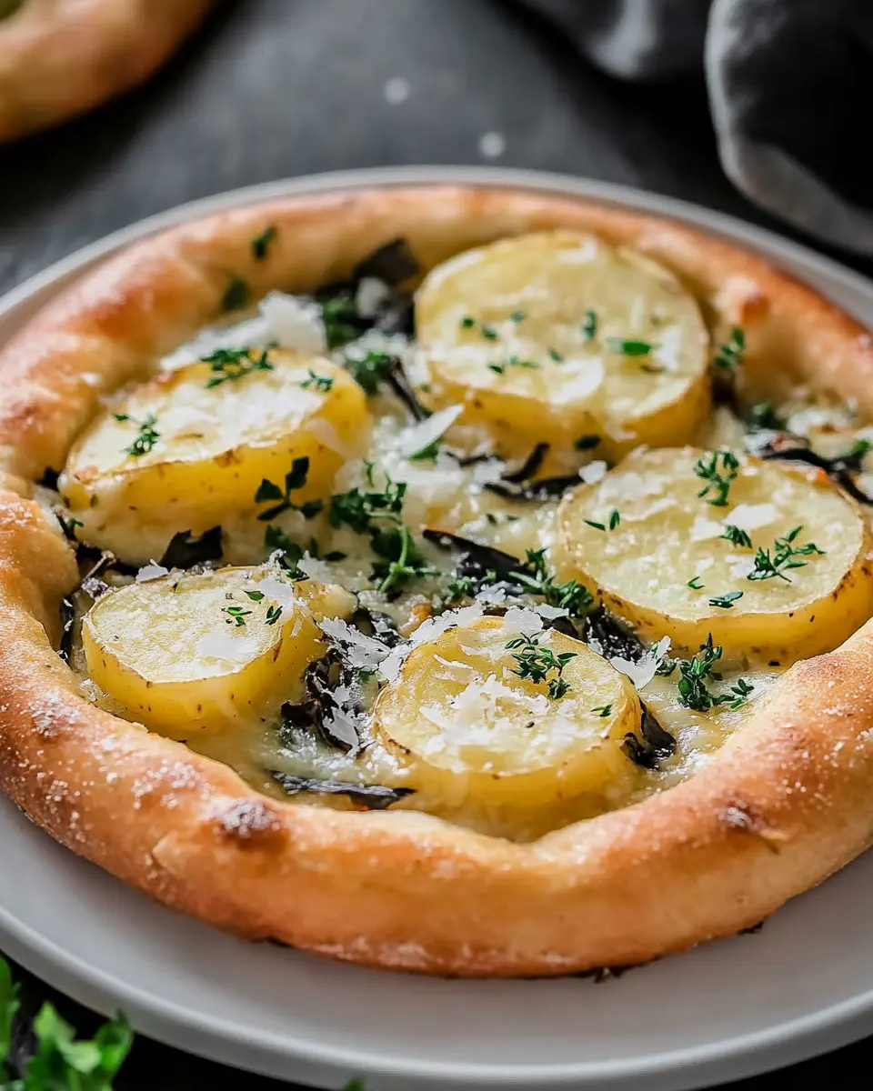 Knusprige Kartoffelpizza: Indulgent Treat with Garlic Bliss