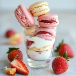 Macarons Becher mit Joghurt und Erdbeeren First Image First Image