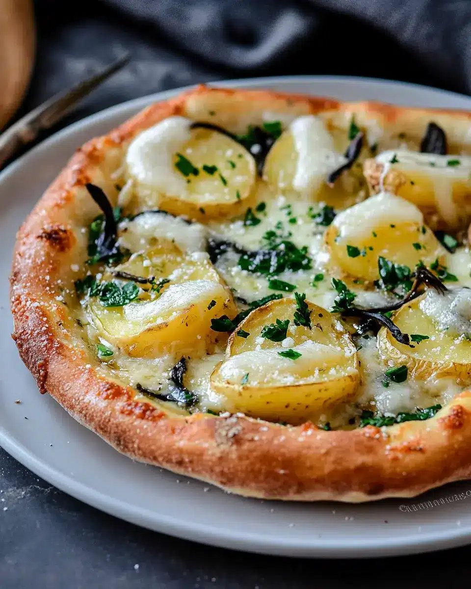 Knusprige Kartoffelpizza mit Bärlauch und Parmesan First Image First Image