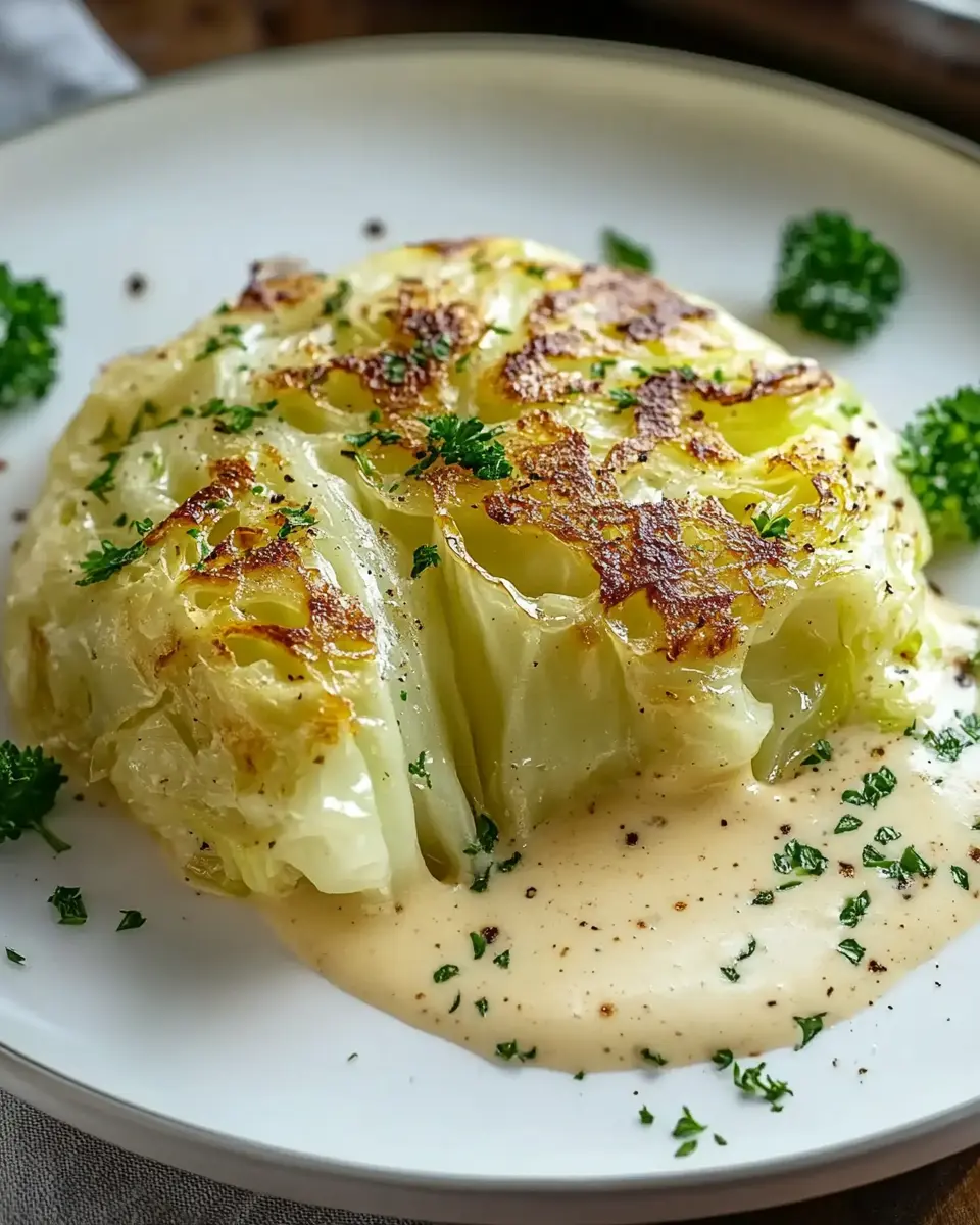 Überbackener Spitzkohl mit cremiger Sauce