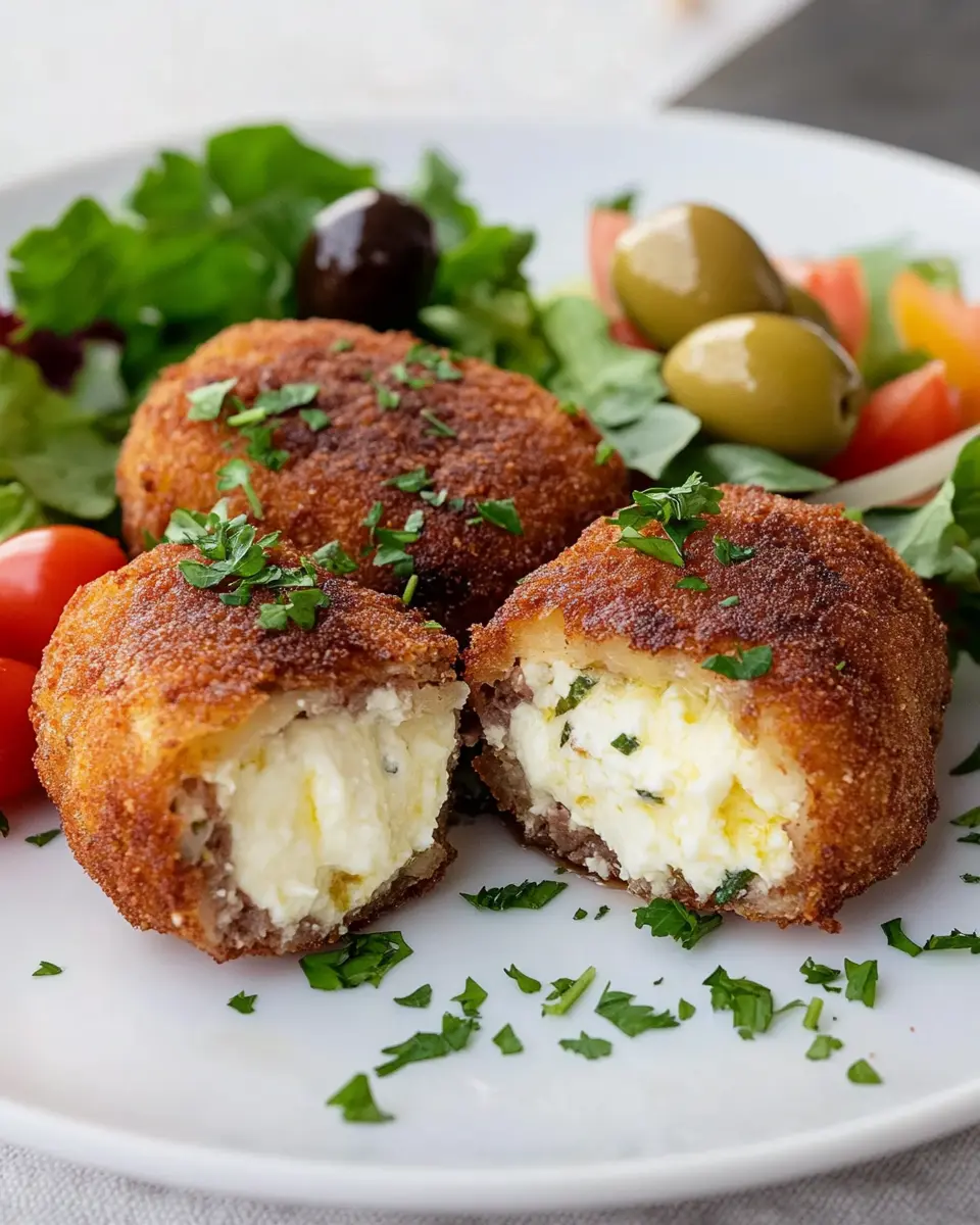 Griechische Frikadellen gefuellt mit Schafskaese: Irresistibly Juicy Delight
