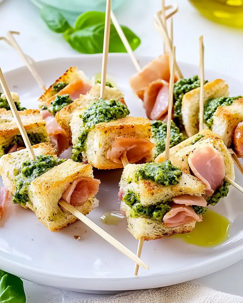 Toast-Spießchen mit Schinken: Irresistibly Easy Pesto Bites