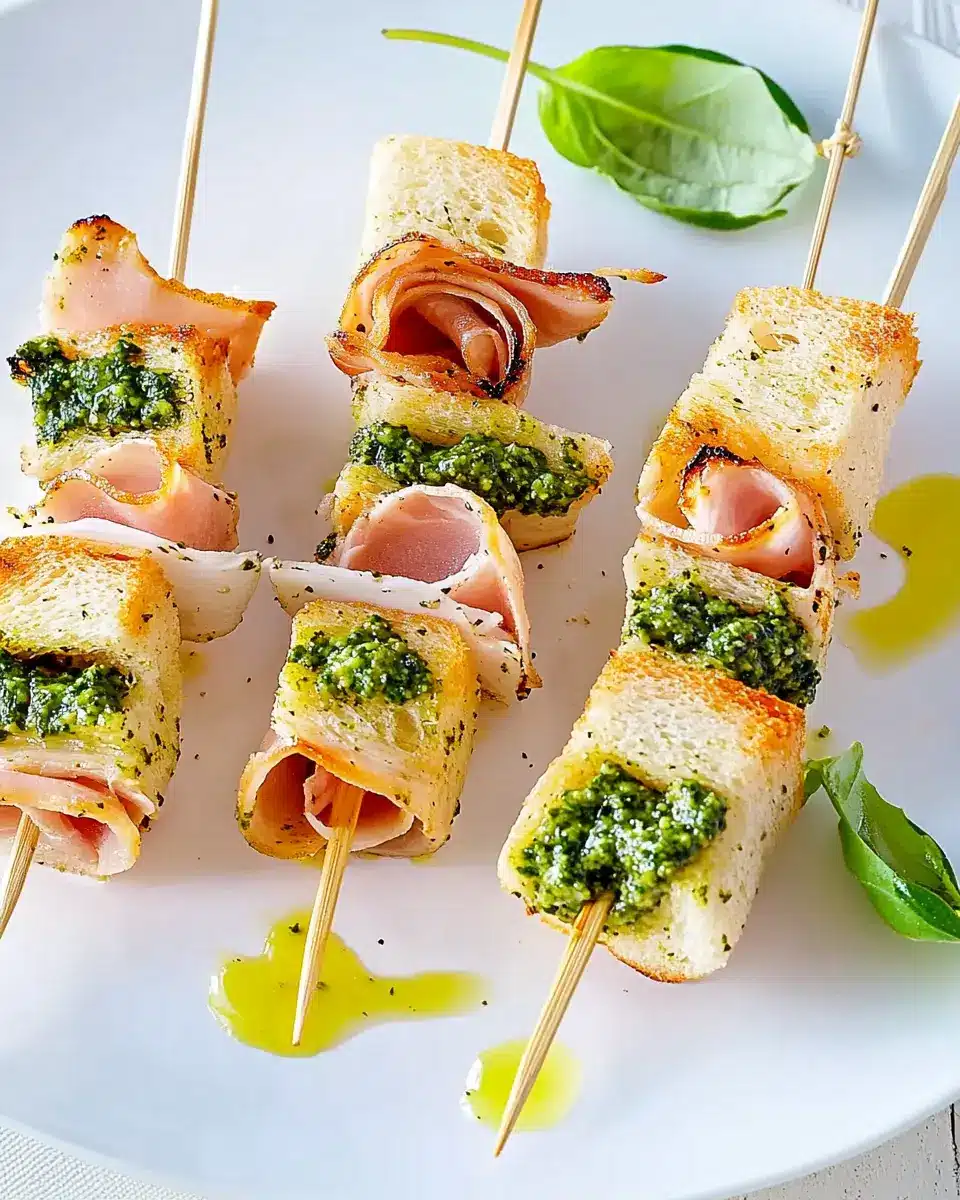 Toast-Spießchen mit Schinken: Irresistibly Easy Pesto Bites