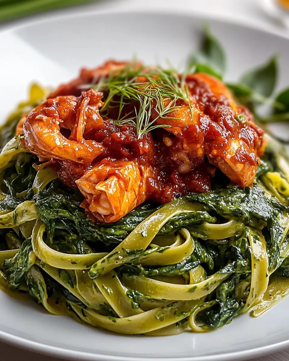 Pikante Flusskrebs-Soße auf Spinatpasta: A Bold Flavor Adventure