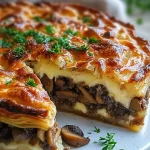 Torte mit Pilzen, Hackfleisch und Kaese First Image First Image