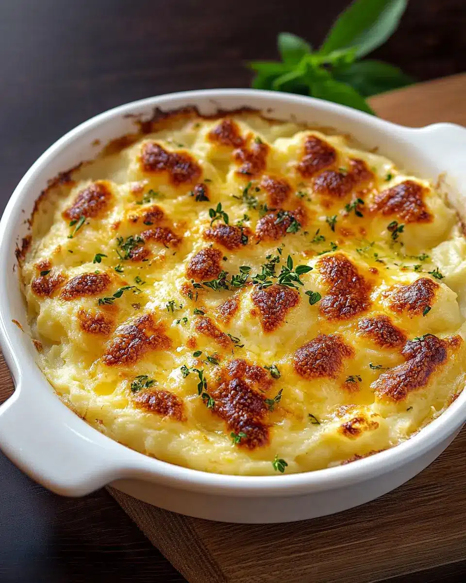 Kartoffelstampf mit Mozzarella überbacken