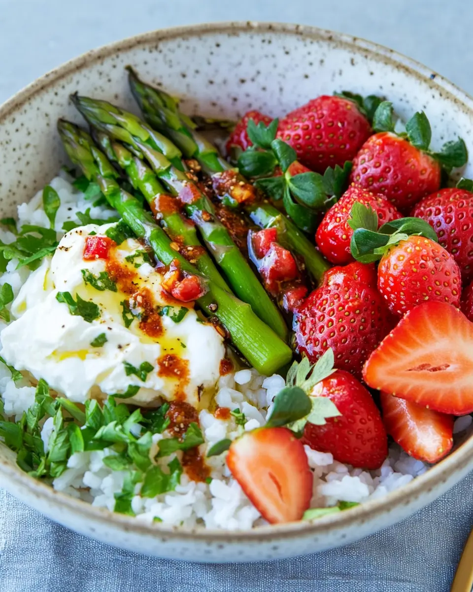 Spargel-Reis-Bowl mit Erdbeeren: Indulgent & Creamy Delight