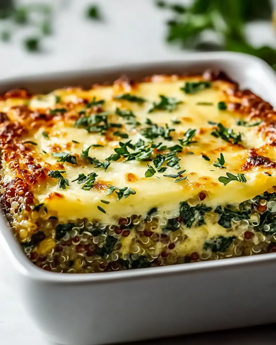 Quinoa Linsen Spinat Auflauf