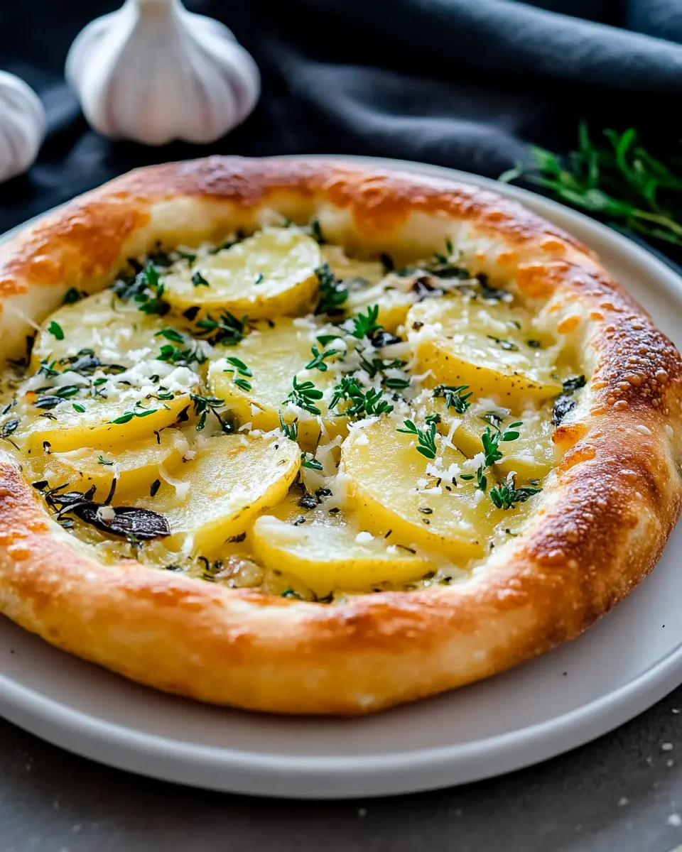 Knusprige Kartoffelpizza: Indulgent Treat with Garlic Bliss