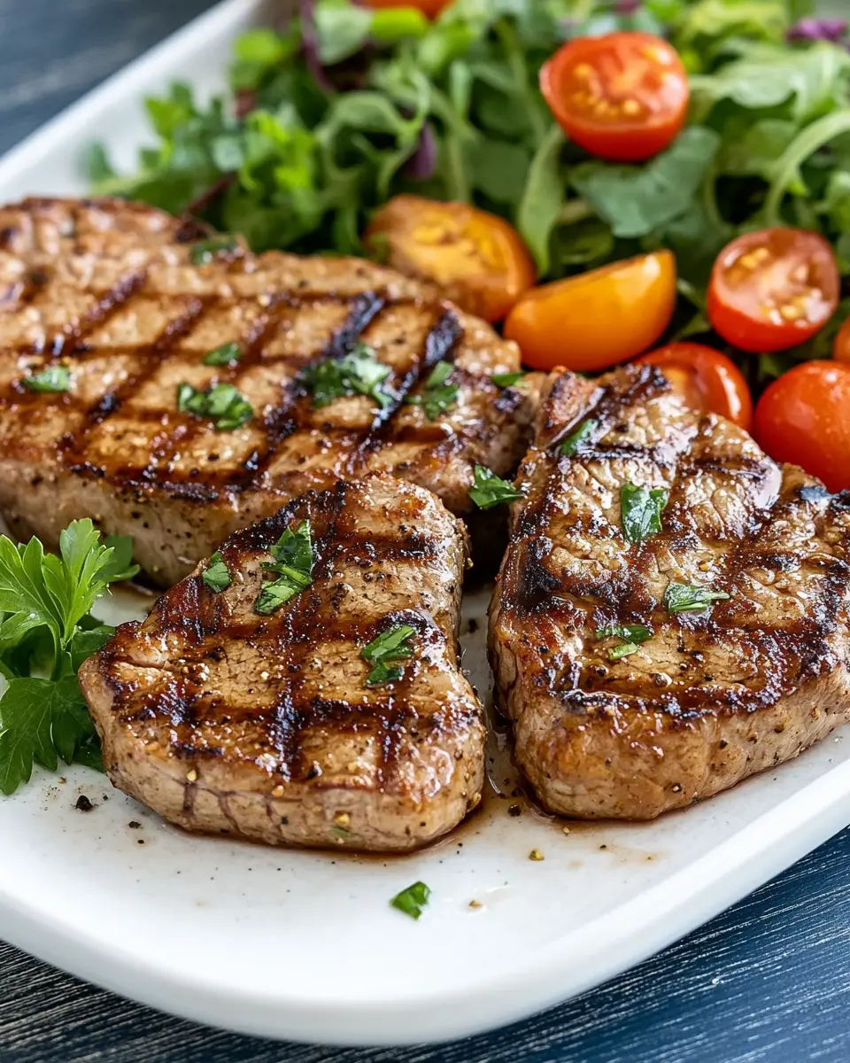 Saftige Minutensteaks vom Grill | leckere Schweinesteaks First Image First Image