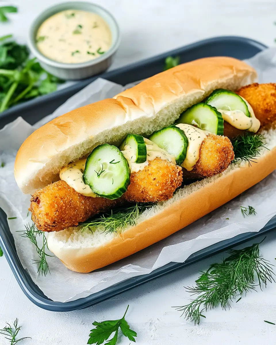 Hot Dog mit Fischstäbchen: A Juicy Twist with Dill Mustard