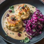 Brezenknödel mit fruchtigem Rotkohl und Speck-Sahne-Sauce First Image First Image