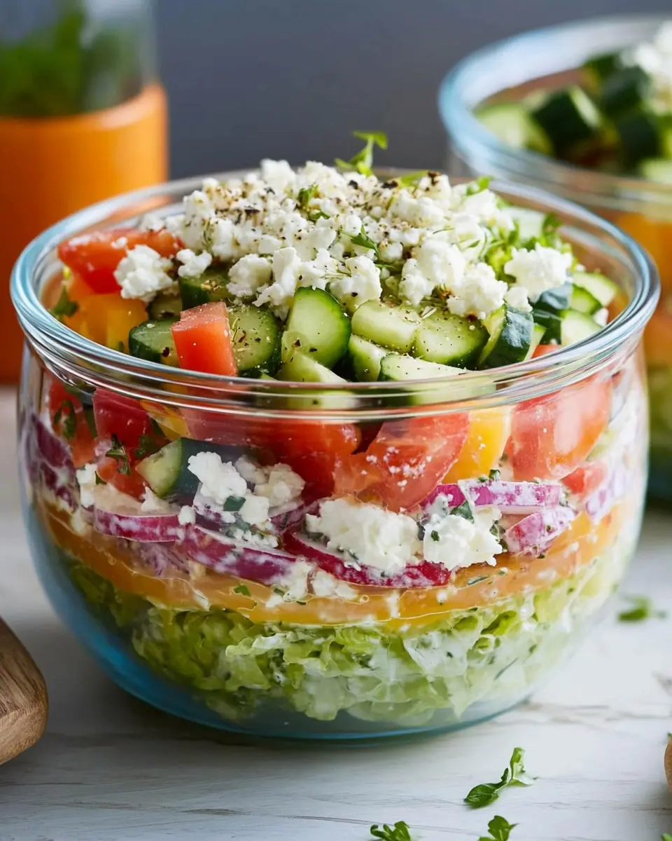 Schichtsalat mit Fetadressing: Irresistibly Fresh & Flavorful!
