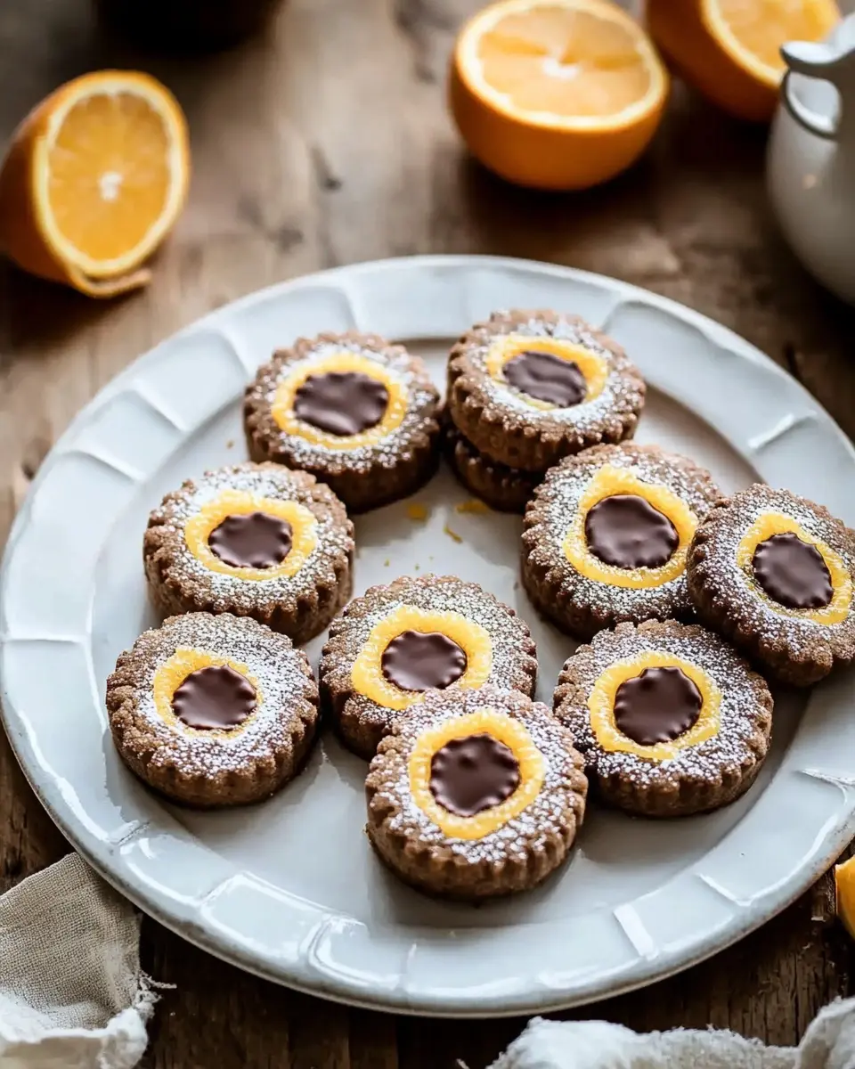 Spitzbuben mit Schokolade und Orangencurd