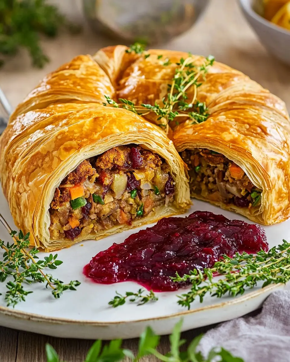Vegetarischer Hackbraten im Blätterteig