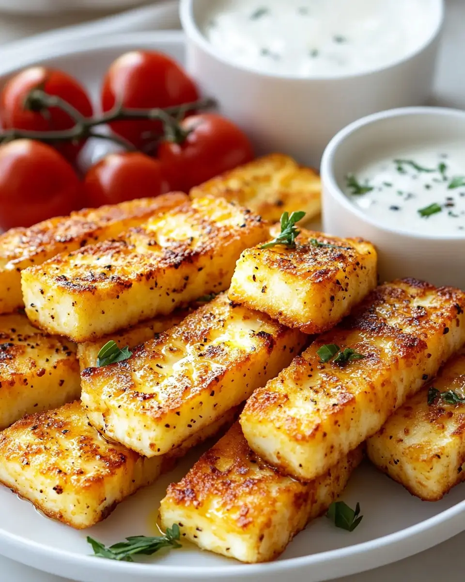 Luftfrittierte Halloumi Streifen – knusprig & Irresistibly Cheesy