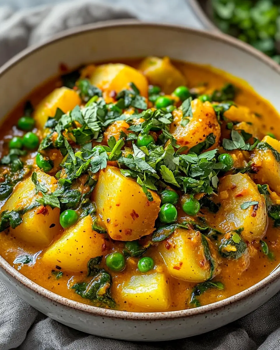 Veganes Kartoffelcurry mit Spinat und Erbsen: Einfach Genuss! 6